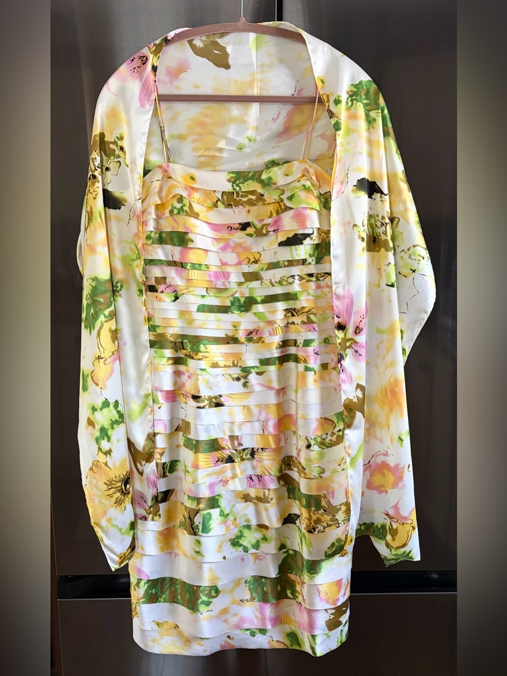 JS Collections Floral Ribbon Tiered Cocktail Dress Shawl 10 Feminine Wedding EUC - Picture 4 of 10